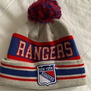 NHL Rangers Official Beanie with Pom Pom. Worn once.